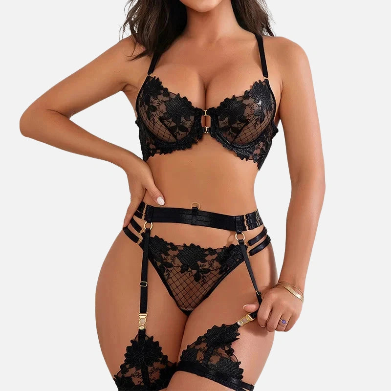 Conjunto de Lingerie Feminina Rendada Vyne