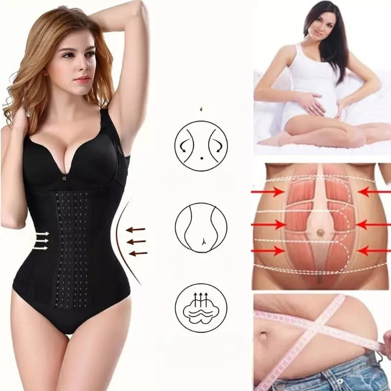 Corset modelador preta feminina compressão cintura abdomen shapewear emagrecimento