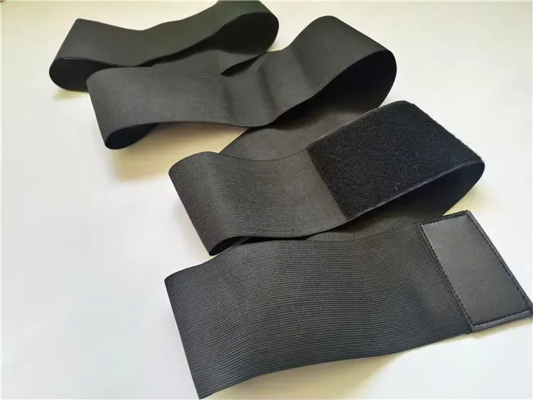 Faixa abdominal elástica preta em vários tamanhos com velcro ajustável e compressão
