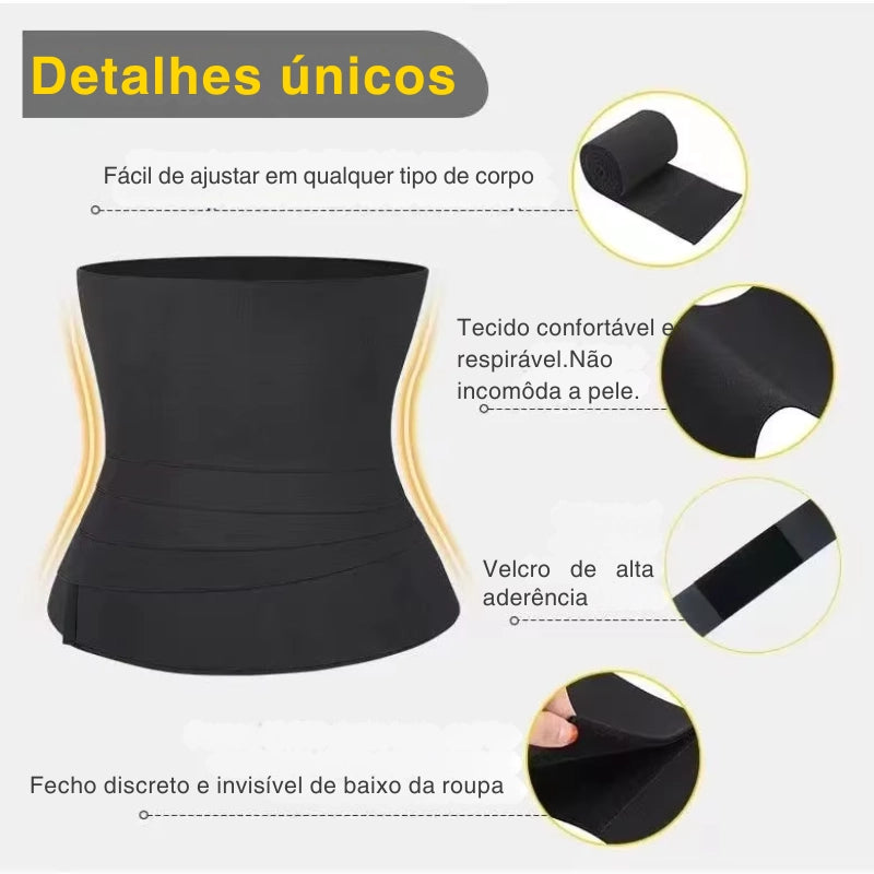 Cinta faixa abdominal com tecido respirável, velcro ajustável e fecho discreto