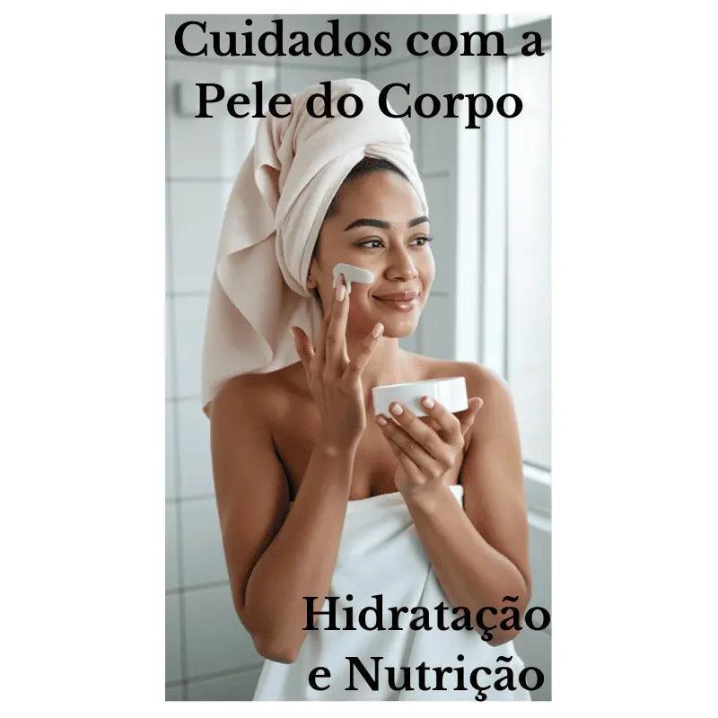 Mulher aplicando hidratante facial após o banho, demonstrando cuidados essenciais de hidratação e nutrição para a pele