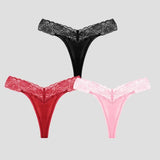 Kit de Calcinha Rendada Preta; Vermelha e Rosa