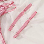 Alças de sutiã rosa ajustáveis com fivelas metálicas, acessório lingerie feminina