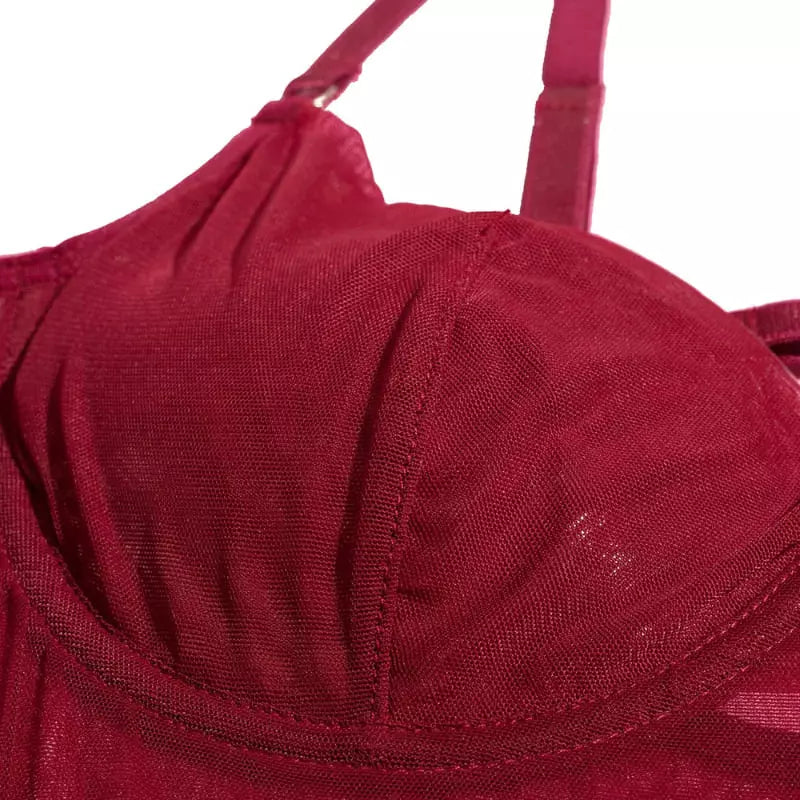 Sutiã push-up vermelho renda texturizada bojo moldado lingerie feminina sensual