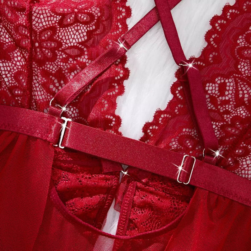 Sutiã vermelho com renda floral e fivelas ajustáveis - lingerie íntima feminina