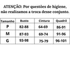 Tabela de medidas Maiô VivaVibe do P ao G