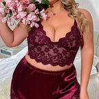 Bralette renda burgundy floral plus size sutiã sem bojo lingerie feminina sensual