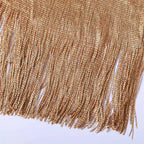 Franja dourada metalizada para kimono saída de praia, detalhe textura moda feminina