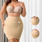 Saia modeladora cintura alta Royal Contour bege que modela quadril e cintura com compressão