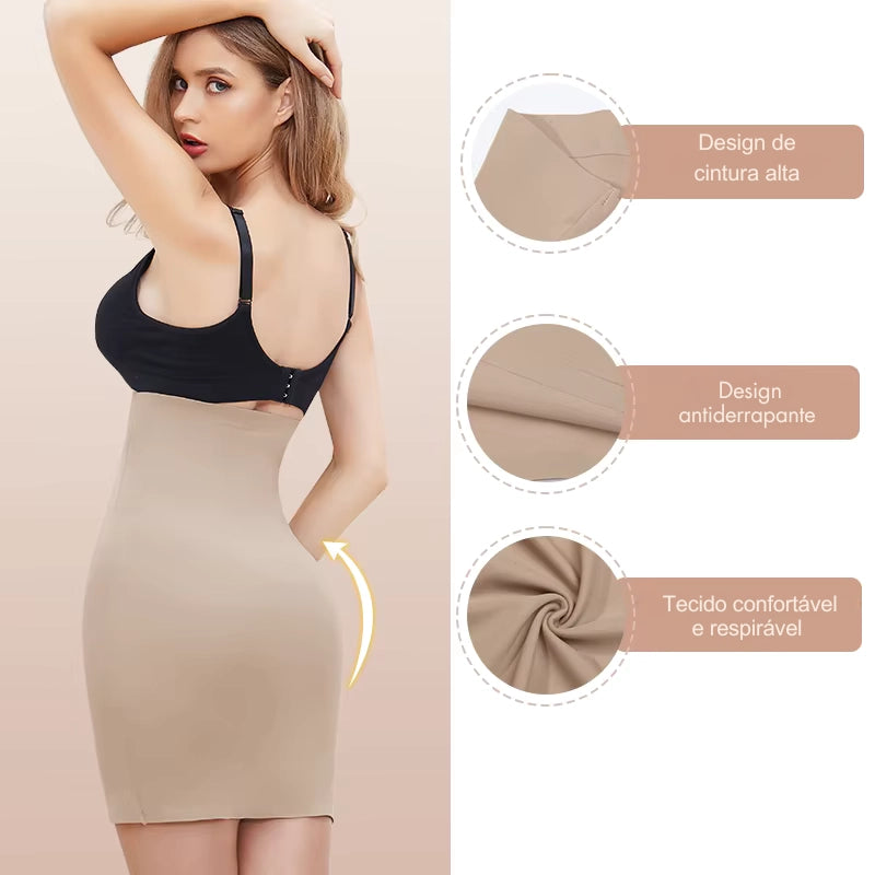 Saia modeladora cintura alta com design antiderrapante e tecido confortável respirável