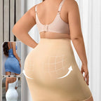 Saia modeladora cintura alta Royal Contour bege com efeito lifting no bumbum vista traseira