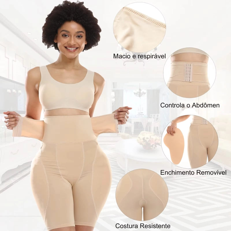 Short modelador alta compressão macio respirável controla abdômen
