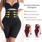 Short modelador alta compressão preto que modela cintura e levanta bumbum
