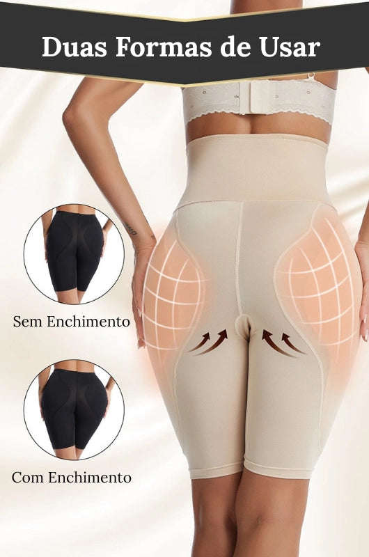 Bermuda modeladora com enchimento removível levanta bumbum 2 em 1