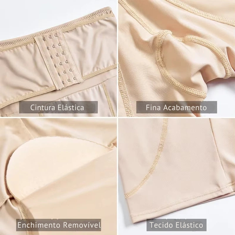 Short modelador alta compressão com cintura elástica e acabamento fino
