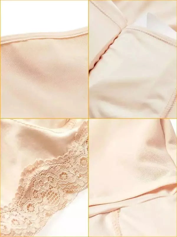 Detalhes short modelador nude: costura reforçada, renda delicada, tecido premium