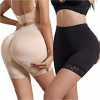 Calça modeladora feminina cintura alta com renda, shapewear nude e preta para realçar curvas