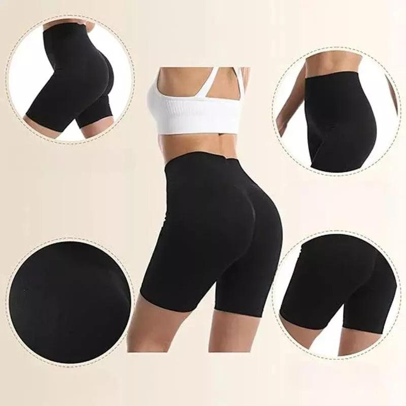 Shorts modelador multiângulo cintura alta, design anatômico preto para academia e uso diário, controle abdominal máximo.