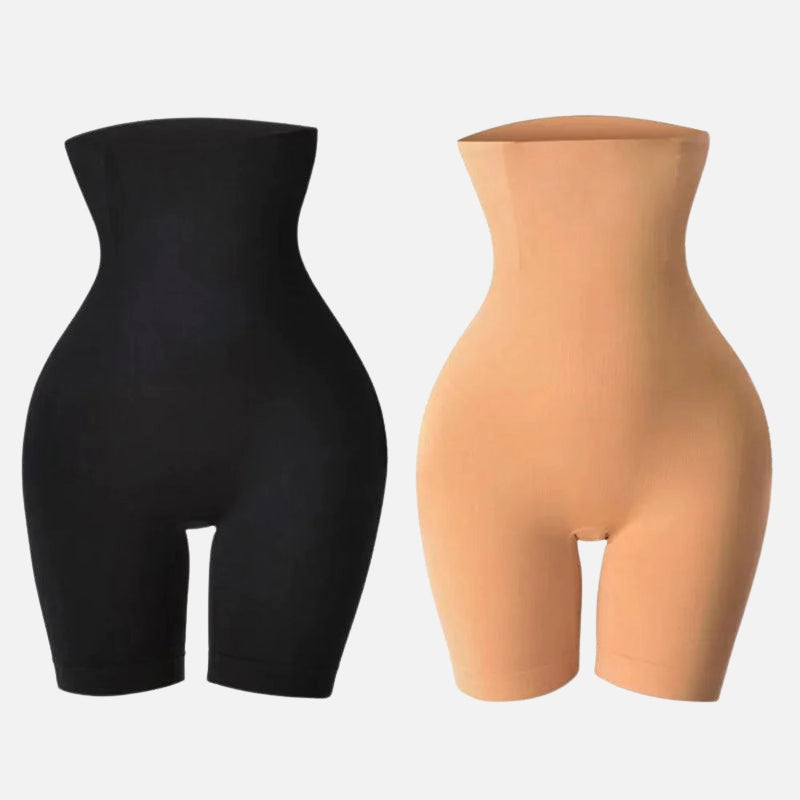 Short modelador disponível em preto e nude, cintura ultrafina compressão média, modela silhueta para looks perfeitos.
