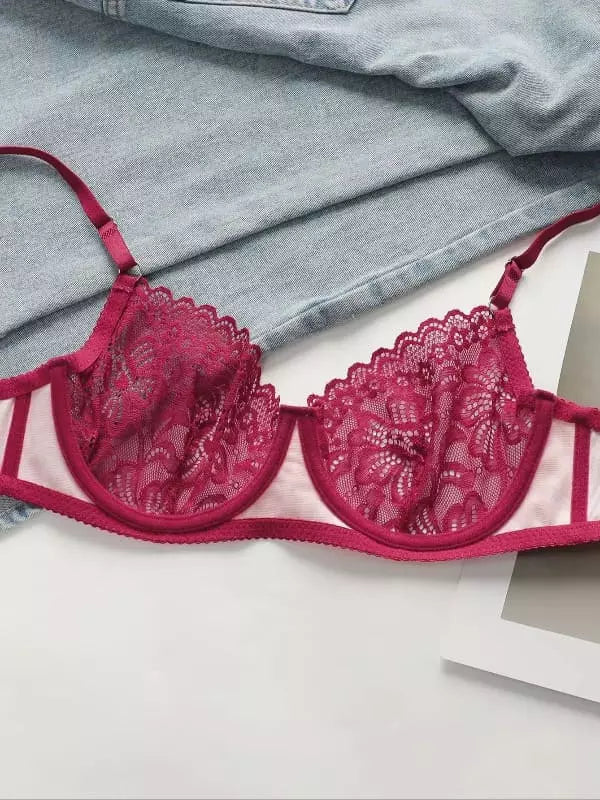 Sutiã rendado vermelho vinho , parte interna