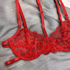 Sutiã vermelho renda transparente bojo estruturado alças ajustáveis lingerie feminina