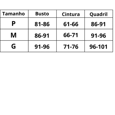 Tabela de Medidas do P ao GG Biquini High Cut