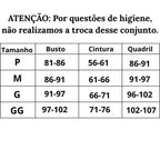 Tabela de Medidas Biquini Monocromático Diva do P ao GG