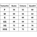 Tabela de Medidas Body Modelador 2 em 1 Aura Bela do P ao XXG