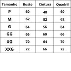 Tabela de Medidas Body Modelador Feminino Empina Bumbum Elegance do P ao XXG