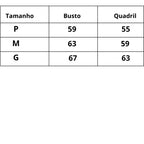 Tabela de Medidas Body Modelador Tomara Que Caia Encanto Perfeito do P ao G