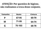 Tabela de Medidas Body Sensual Chama Interna do P ao G 