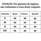 Tabela de Medidas Body em Renda Sensual Olhar Fatal do P ao GG
