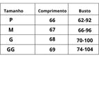 Tabela de medidas Camisola Chama Ardente do P ao GG