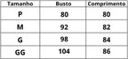 Tabela de medidas Camisola Sedosa Wilk do P ao GG