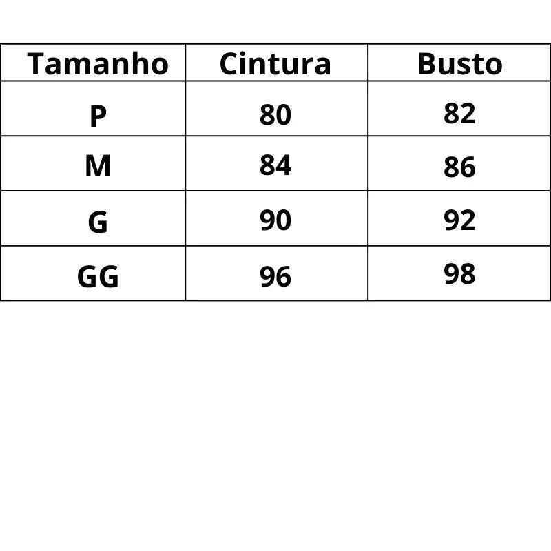 Tabela de Medidas Camisola de Cetim Luxo Noturno do P ao GG