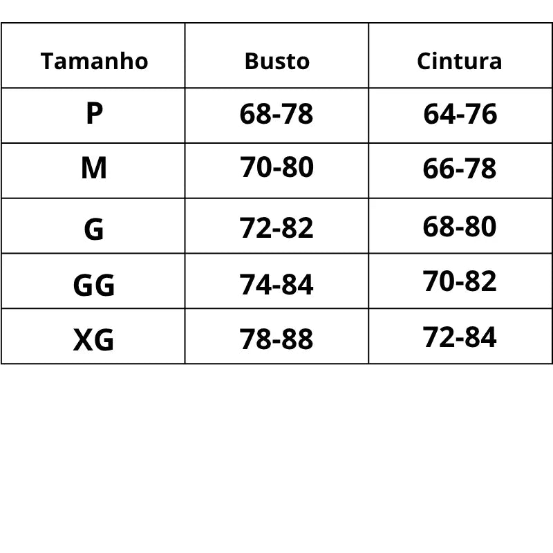 Tabela de Medidas Camisola de Renda Transparente Eterna Sedução do P ao XG
