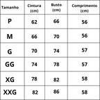 Tabela de Medidas Cinta Modeladora SlimForce do P ao XXG