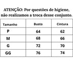 Tabela de Medidas Conjunto Calcinha e Sutiã Vermelho Day Long do P ao GG