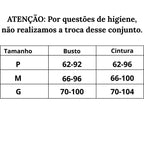 Tabela de medidas Conjunto Flor de Desejo do P ao G