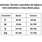 Tabela de Medidas Conjunto de Lingerie Cintura Alta Mistério e Paixão do P ao GG