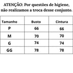 Tabela de Medidas Conjunto de Lingerie Florido Suprema do P ao GG