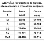 Tabela de Medidas Conjunto de Lingerie Liberdade Íntima do P ao XXG