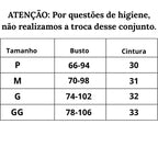 Tabela de Medidas Conjunto de Lingerie Mistério e Paixão do P ao GG