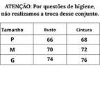 Tabela de Medidas Conjunto de Lingerie Mystique do P ao G 