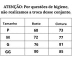 Tabela de Medidas Conjunto Sensual Lune do P ao GG