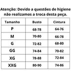 Tabela de Medidas Lingerie Feminina Rendada Mistério em Renda do P ao XXG 