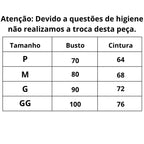 Tabela de Medidas Lingerie Momento Único do P ao GG