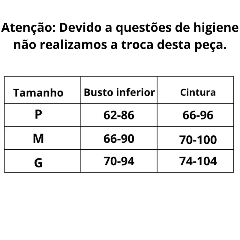 Tabela de Medidas Lingerie Sensual de Cetim Código Secreto do P ao G