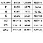 Tabela de Medidas Macaquinho Modelador Feminino Essenza do P ao XXG