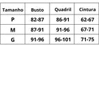 Tabela de Medidas Maiô Belissima Bronze do P ao G